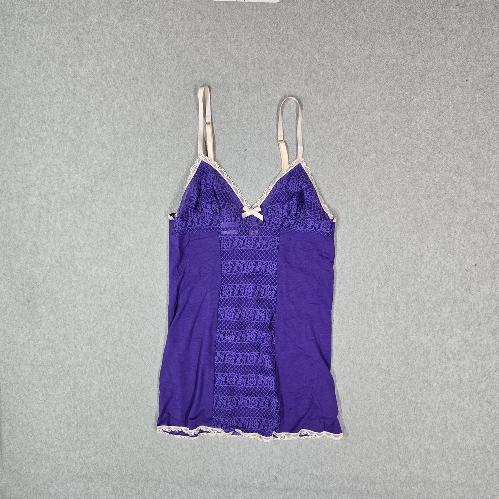 Victoria's Secret Women Sleepwear L‎ Purple Camisole Dress Lace Sheer Bow NWT